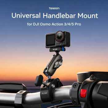 TELESIN Bike Handlebar Tube Clamp Dual Ball DJI Osmo Action 3/4/5 Pro - Black
