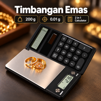 Balanza Timbangan Emas Digital Mini Kalkulator 6 Units 0.01g 200g - Black