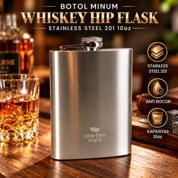 One Two Cups Botol Minum Whiskey Hip Flask Stainless Steel 201 - B-10