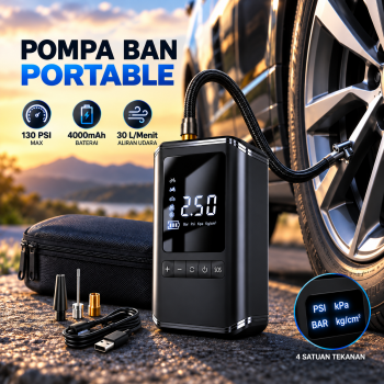 Gambar produk YIWENG Pompa Ban Elektrik Portable Air Compressor 130 PSI 4000mAh - CX-229