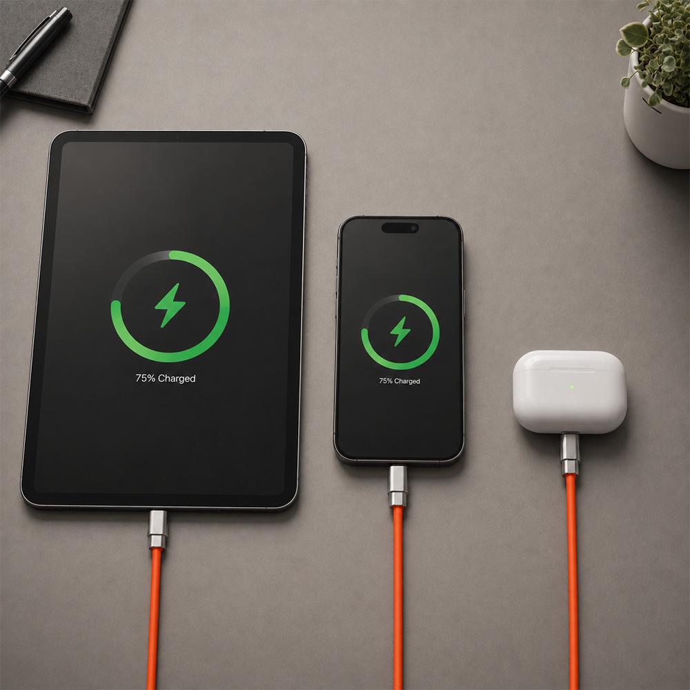 Gambar produk Kabel Charger 3in1 Lightning Micro USB Type C 120W 6A 1.1M - D8 - 6