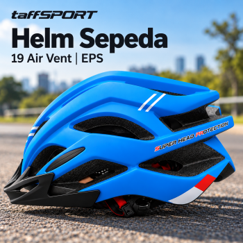TaffSPORT Helm Sepeda MTB Road Bike Light Bicycle Helmet 19 Air Vent - Blue