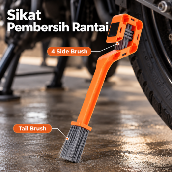 CLEANZ Sikat Pembersih Rantai Sepeda Double Head Bicycle Chain Brush - Orange