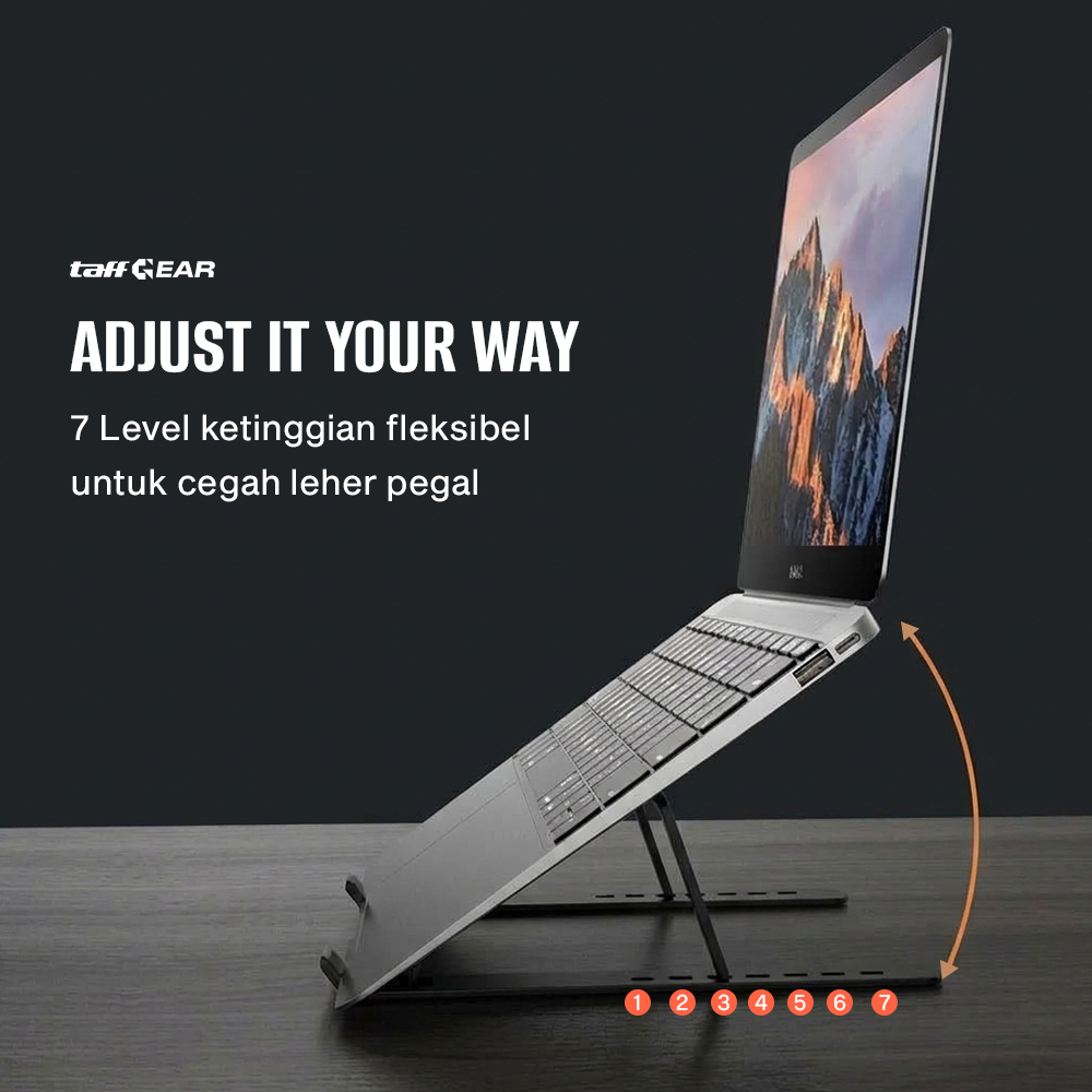 Gambar produk TaffGEAR Stand Laptop Plastik Foldable Adjustable 12-17 Inch - N3 - 1