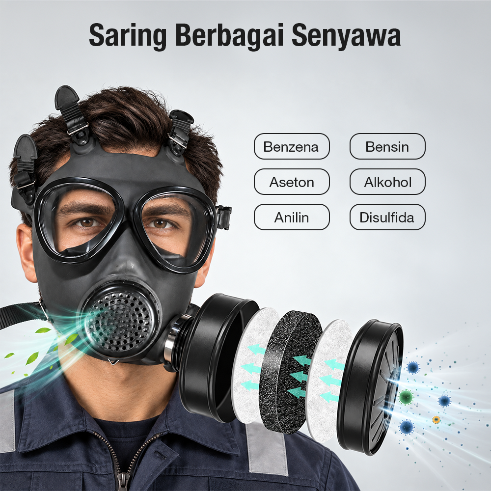 Gambar produk Tecto Masker Gas Respirator Full Face Pollution Protection with Filter - MF87 - 2