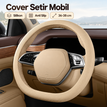 Klasse Cover Setir Mobil Silikon Universal Anti Slip 36-38cm - Amber