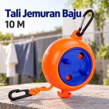 DISG Tali Jemuran Baju Portable Indoor Outdoor Retractable 10M - Orange