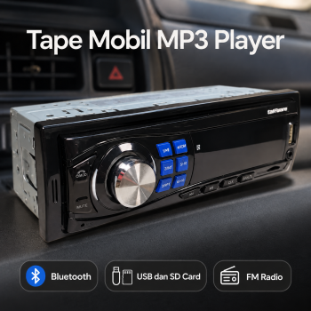 Taffware Tape Mobil Audio Bluetooth MP3 FM USB TF AUX 12 Pin 12V 60W - Black