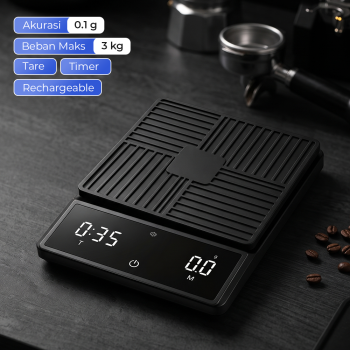 Gemi Timbangan Kopi Digital Coffee Scale Timer 0.1g 3kg - Charging Black