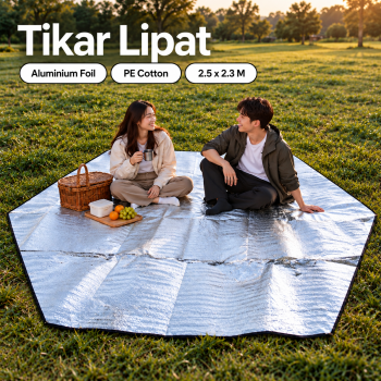 Berlune Tikar Lipat Matras Piknik Aluminium Foil Hexagonal Waterproof - 2.5x2.3M Silver