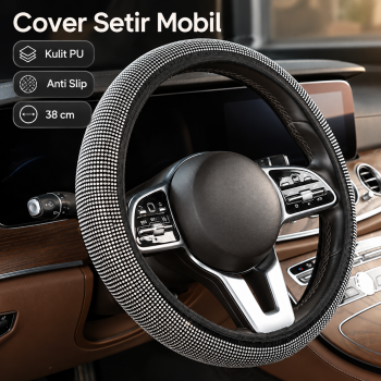 EGCAR Cover Setir Mobil Kulit PU Universal Anti Slip Diamond 38cm - White