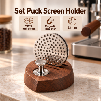 Brevville Set Puck Screen Holder Magnetic Remover Wood Rack - 53mm Wooden