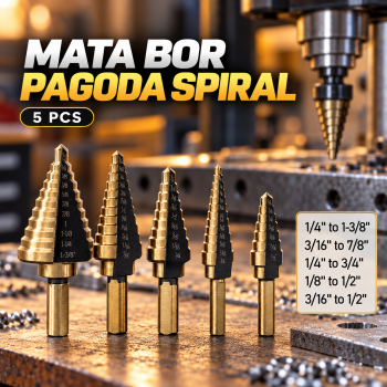 Taffware Mata Bor Pagoda Spiral Drill Step Down Drill Bit Tipe 2 5 PCS - Black Gold