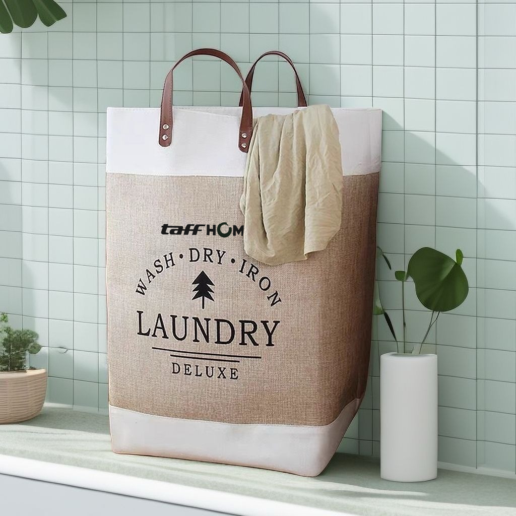 Gambar produk TaffHOME Tas Laundry Bag Storage Organizer Linen Foldable with Handle - E90 - 4