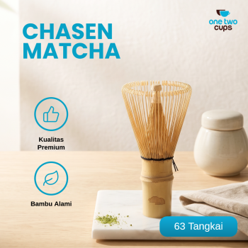 One Two Cups Chasen Bamboo Whisk Matcha Pengaduk Teh Jepang - 63 Tangkai Brown