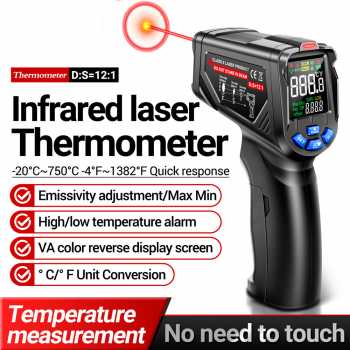 JUNEJOUR Thermometer Infrared Laser Industrial Thermogun Alarm Preset - TH06