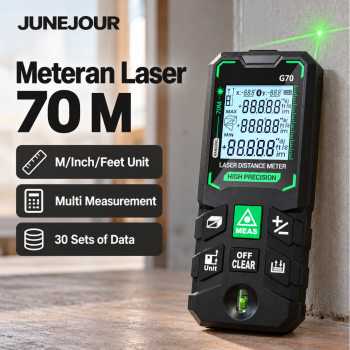 JUNEJOUR Meteran Laser Digital Distance Meter Rangefinder Portable - 70M - G70 Black