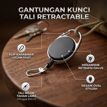 Gambar produk FXM Klip Gantungan Kunci Tali Puller Keychain ID Holder - FX-12