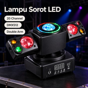 Kolorow Lampu Sorot LED Laser Beam Disco RGBW Moving Head DMX512 50W - Black