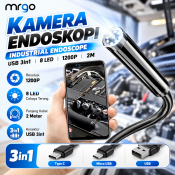 Gambar produk MRGO Kamera Endoskopi Industrial Endoscope USB 3in1 8 LED 1200P 2M - MR28