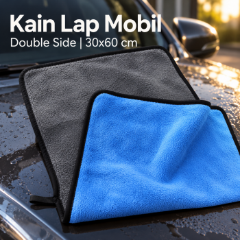 Autrele Kain Lap Mobil Coral Fleece Cleaning Towel Double Side 30x60cm - Gray/Blue