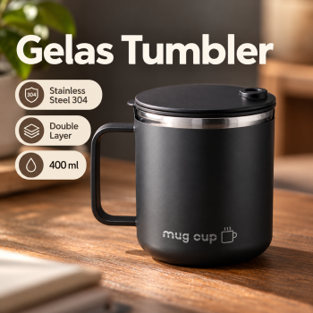 ATORSE Gelas Tumbler Kopi Insulated Double Layer Stainless 400ml - BC150