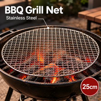 ONLYG BBQ Grill Net Jaring Panggang Alas Bulat Tray Grid Shape - 25cm Silver