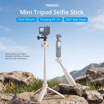 TELESIN Tripod Mini Kamera Aksi Tongsis Monopod Ball Head 65cm - White