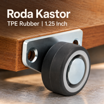 MERISI Roda Kastor Furniture Soft Rubber Caster Wheel 1.25 Inch 1 PCS - Black