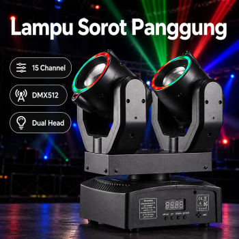 De Lampu Sorot Panggung LED Stage Spotlight Moving Head RGB DMX512 80W - Black