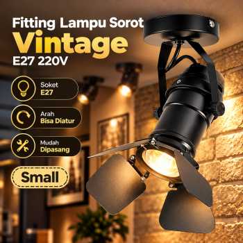 GYUKI Fitting Lampu Sorot Vintage Retro Spotlight Lightning E27 220V - Small Black