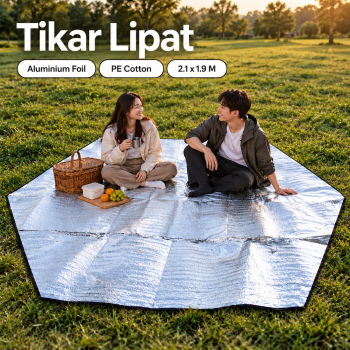 Berlune Tikar Lipat Matras Piknik Aluminium Foil Hexagonal Waterproof - 2.1x1.9M Silver