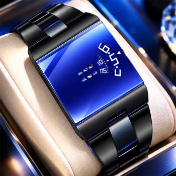 POEDAG Jam Tangan Digital Pria Quartz Stainless Steel 36mm - Blue