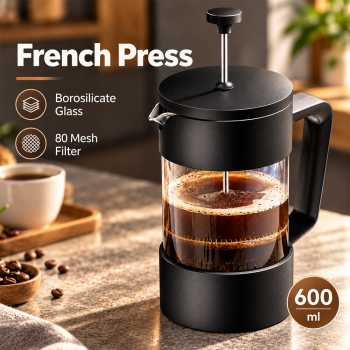 POZOO French Press Coffee Maker Pot Plunger Borosilicate Glass - FS50