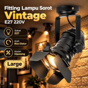 GYUKI Fitting Lampu Sorot Vintage Retro Spotlight Lightning E27 220V Large - PAR30 - Black