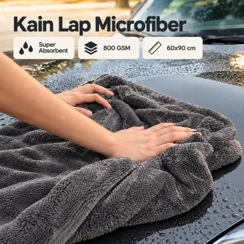 TOARA Kain Lap Microfiber Premium Mobil Multifungsi 800 GSM - 60x90cm Gray