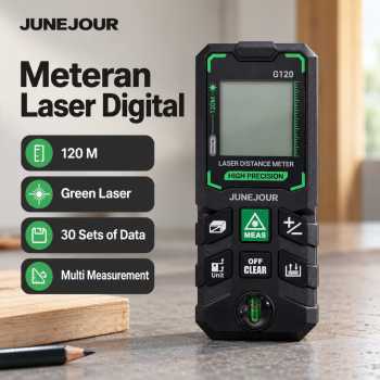 JUNEJOUR Meteran Laser Digital Distance Meter Rangefinder Portable - 120M - G120 Black