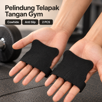 Joyacia Pelindung Telapak Tangan Angkat Beban Cowhide Half Finger - Black