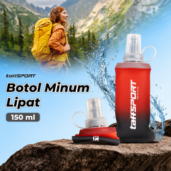 TaffSPORT Botol Minum Lipat Soft Flask Foldable Water Bottle TPU 150ml - Red