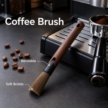 Landis Kuas Pembersih Portafilter Gilingan Kopi Bendable Coffee Brush - Brown