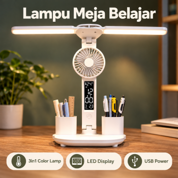 Dayalu Lampu Meja Belajar Kipas Angin LED Tri Color 3000-6000K 7W - BST-7020