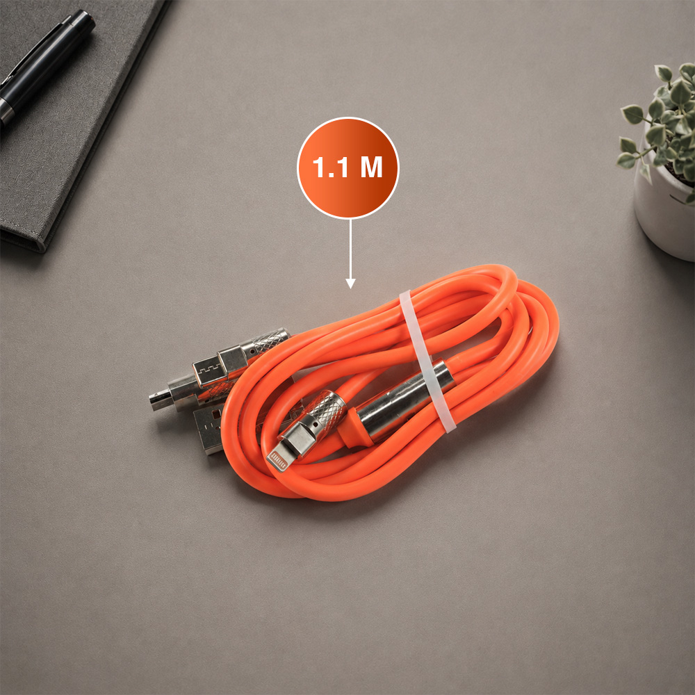Gambar produk Kabel Charger 3in1 Lightning Micro USB Type C 120W 6A 1.1M - D8 - 8
