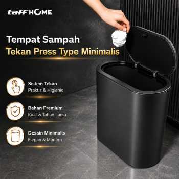 TaffHOME Tempat Sampah Tekan Press Type Minimalis Trash Bin with Lid - Black