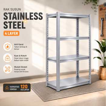 Estante Rak Susun Multifungsi Stainless Steel Storage Rack 4 Layer - ET136