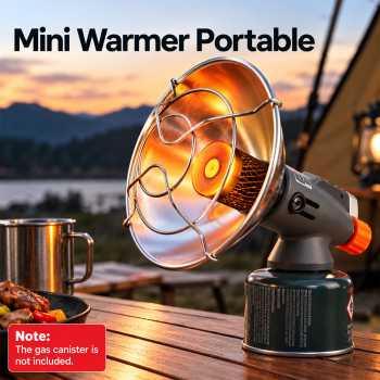 BN Mini Warmer Gas Heater Portable Rapid Camping Fishing Outdoor - Gray