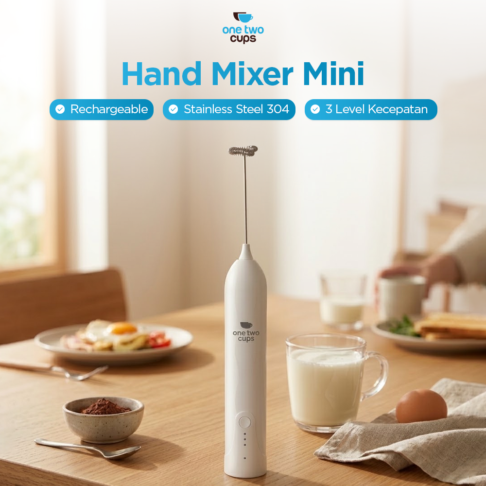 Gambar produk One Two Cups Hand Mixer Mini Pengocok Telur Milk Frother USB Type C - HMW10 - Utama