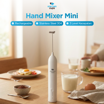 One Two Cups Hand Mixer Mini Pengocok Telur Milk Frother USB Type C - HMW10