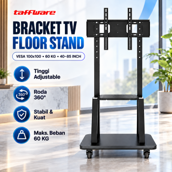 Taffware Bracket TV Floor Stand Wheel VESA 100x100 for 40-85 Inch TV - 1750