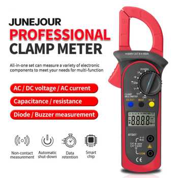 JUNEJOUR Digital Clamp Multimeter Tang Ampere AC/DC NCV 600V 400A - Red
