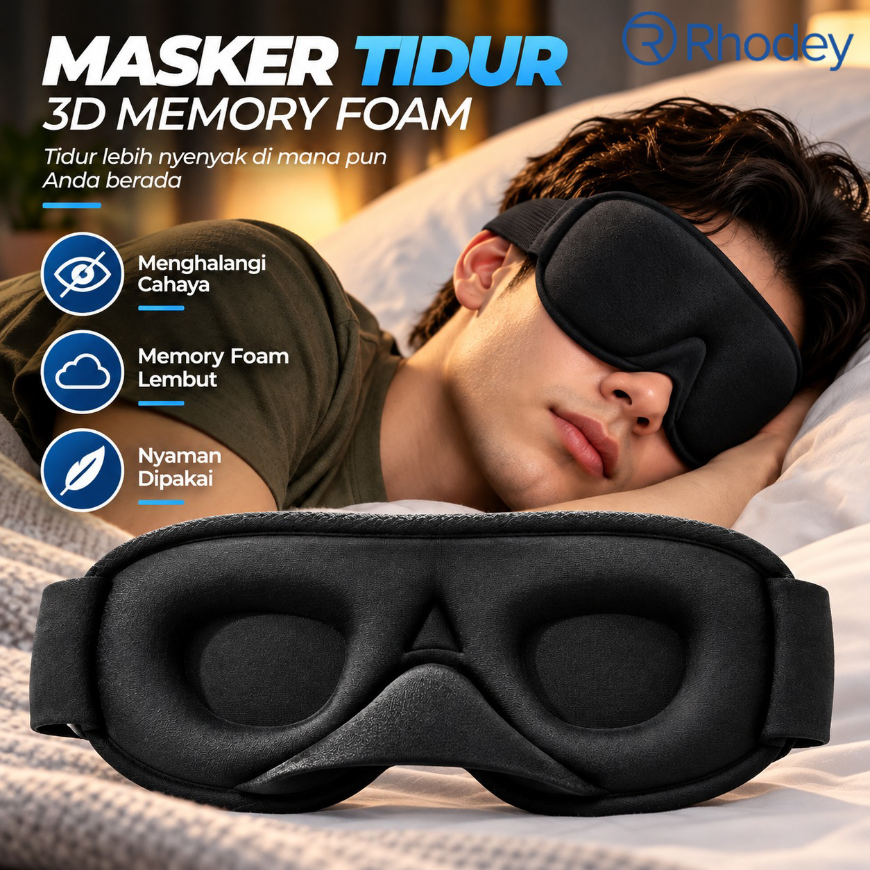 Gambar produk Rhodey Masker Penutup Mata Tidur 3D Sleeping Mask Memory Foam - LD32 - Utama